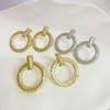 Elegant Gold-Plated Zircon Circle Earrings for Women - Light Luxury, High-End Style