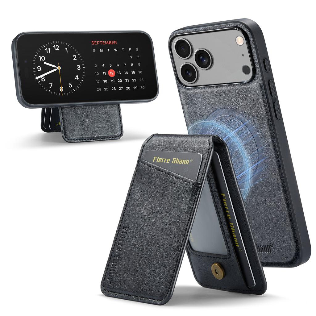 Auto Leather Phone Case for iPhone 17 Pro Max 17air 16e 16 Plus 15 14 13 Pro 12 11 7 8 SE2 Detachable Magnetic Card Holder Cover