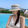 Straw Weaving Sun Protection Cap Dot Ribbon Wide Brim Hat Vacation Beach Straw Cap  Sun Protection
