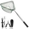 Telescopic Fishing Landing Net Extensible Foldable Aluminum Alloy Pole for Carp Trout Fish Bird Catch Release Aquarium Ponds