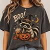 Halloween Raccoon Pumpkin Spice Shirt, Cute Witch Raccoon Graphic Tee, Spooky Season Fall T-Shirt, Autumn Coffee Lover Gift