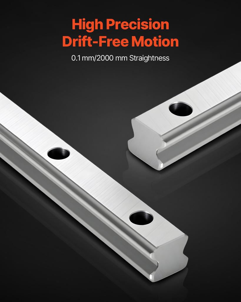 VEVOR Linear Rail Guide Kit, HGR20, 2Pcs 2000 mm (78.74 inch) Linear Motion Rails and 4Pcs Bearing Slide Blocks, Anti Rust and High Precision Kit