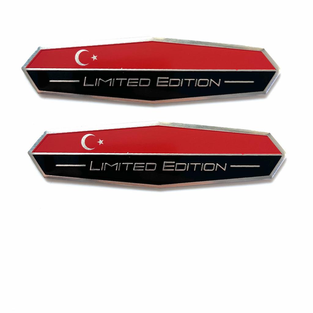 Limited Edition Türkiye National Flag Aluminium Adhesive Emblem Rear Trunk Badge Fender Sticker Body Decal Car Emblem