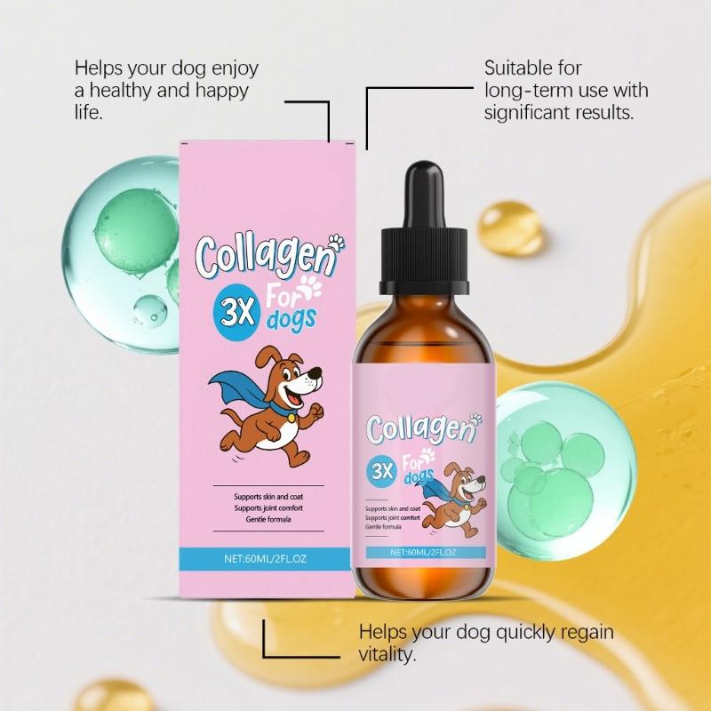 Kollagen-Tropfen-Nahrungsergänzungsmittel für Hunde 60ml Flüssigkeit Verbessert Haut Gesunde Fell Glanz Gelenkflexibilität Und Reparatur
