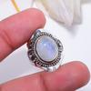 Rainbow Moonstone - India Gemstone 925 Sterling Silver Ring V8545, White Ring, Oval Ring, Valentin's Day Gift, Gift For Her, Birthday Gift, Handmade J