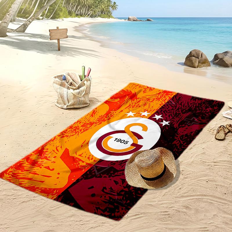 Galatasaray Fußball Aufdruck Strandtuch Schnelltrocknend Weiches Handtuch Tragbare Große Rechteckige Stranddecke für Reisen Schwimmbad