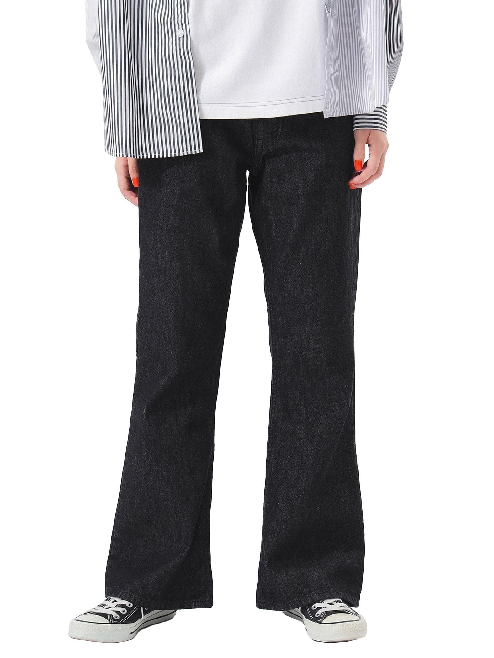 

Beams Boy Women s Flared Denim Jeans, Black, 13210138791