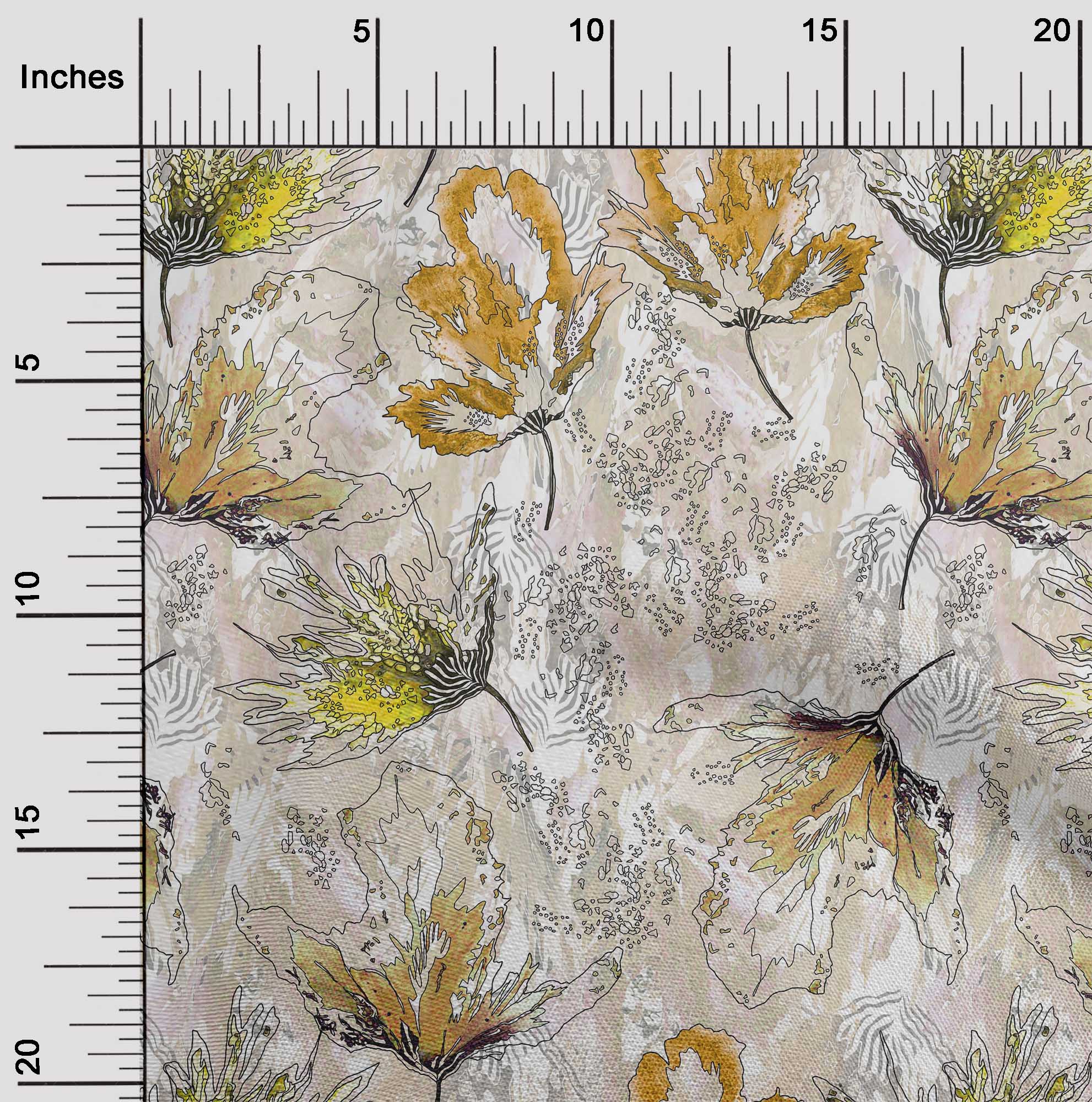 

oneOone Cotton Flex Fuschia Pink Fabric Flower Watercolor Craft Projects Decor Fabric Printed By The Yard 40 Inch 42 Inch Wide - Viscose Chiffon жовтий