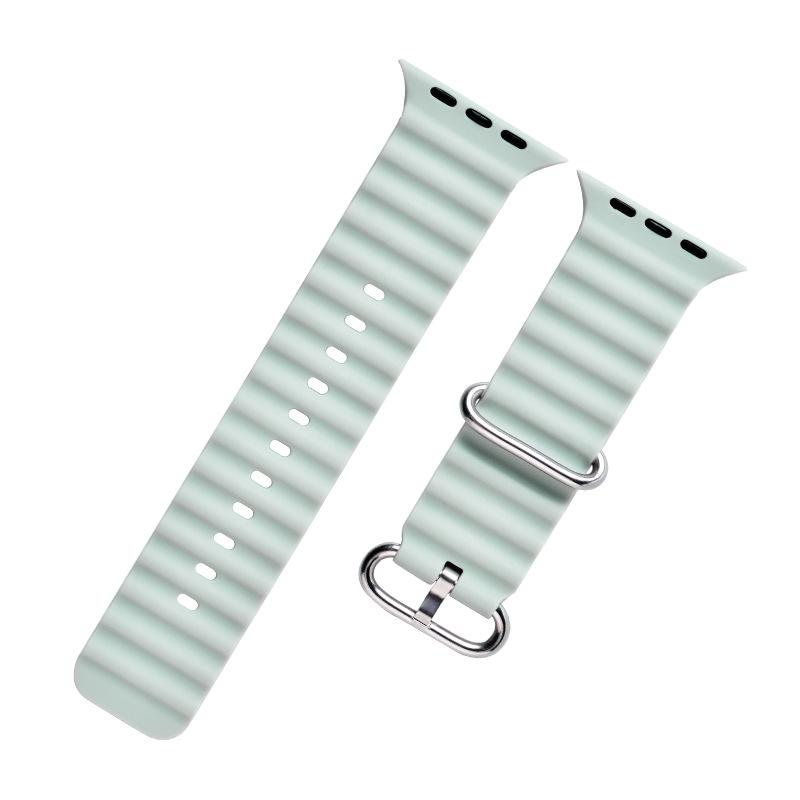 Ocean-Style Silicone Watch Band for Apple Watch: Waterproof with Double Buckle