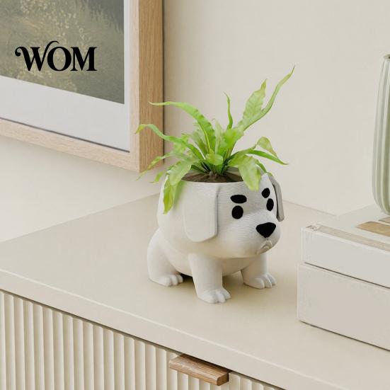 Smooth Texture Pot 2 Pcs Dog Planter Pot, Funny 3D Printed Animal Planter, Stable Small Cute Puppy Flower for Home Office Indoor Outdoor Decor