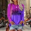 Women Autumn Tops Colored Letters Print Causal Long Sleeve T-shirt Top Blouse
