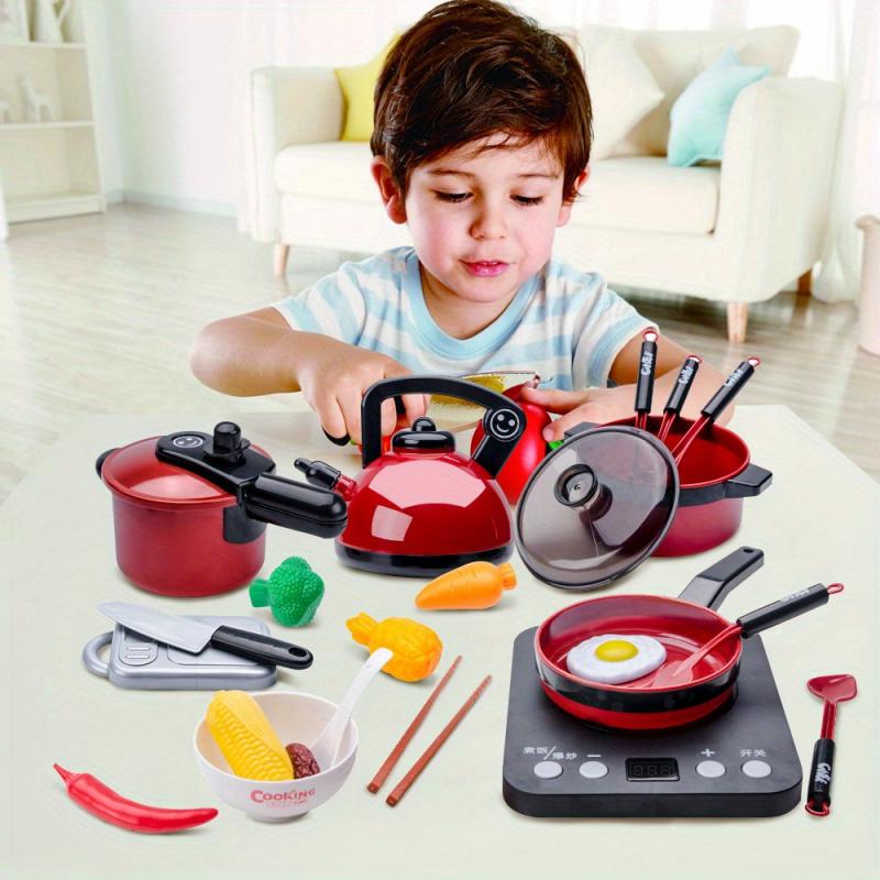 Simulação Utensílios de Mesa de Cozinha Fogão de Indução Brinquedos Interativos Menino e Menina Presente de Aniversário, Conjunto de Cozinha para Crianças Casa de Brincar