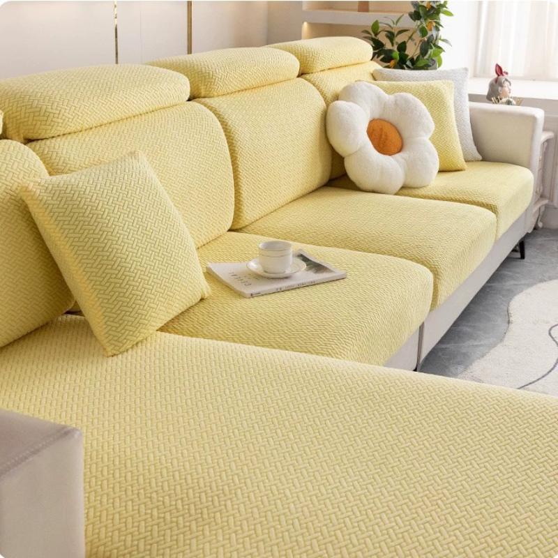 1pc Jacquard Sofa Slipcover Twill Pattern Elastic Sofa Covers Furniture Protector for Bedroom Office Living Room Home Decor