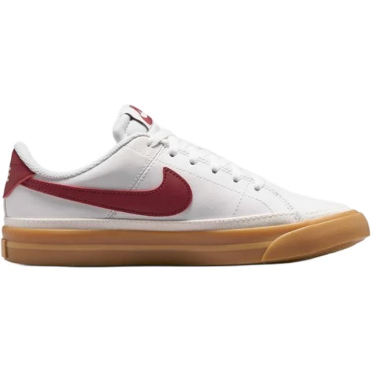 New Nike Court Legacy Anti Slip Wear Resistant Low Top Kids' Skateboarding Shoes White/Rubber Yellow/Team Red DA5380-132
