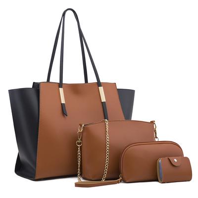 Moda feminina simples pacote mãe-filho quatro peças crossbody bolsa portátil de um ombro
