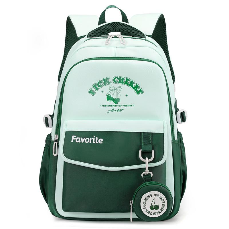 

Vintage Versatile Burden Reduction Backpack College Style Junior High School Student High School Student School Bag Girls зелений