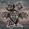 7 ks Silver Dragon Metal Dice Sada dutých kovových mnohostěnných kostek Vhodné pro RPG stolní karetní hru