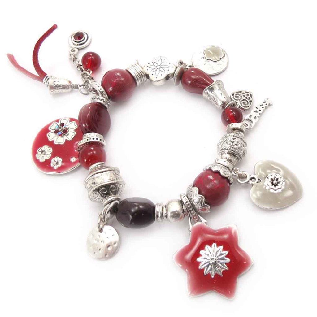 Les Trésors De Lily [C5448] - Cherry Red 'Japanese Garden' Designer Bracelet