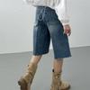 New Arrivals Open Run Cotton Denim Shorts Women Spring Slit Wash
