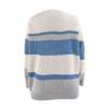 Winter Women's Knitted V-neck Stitching Button Striped Sweater Top