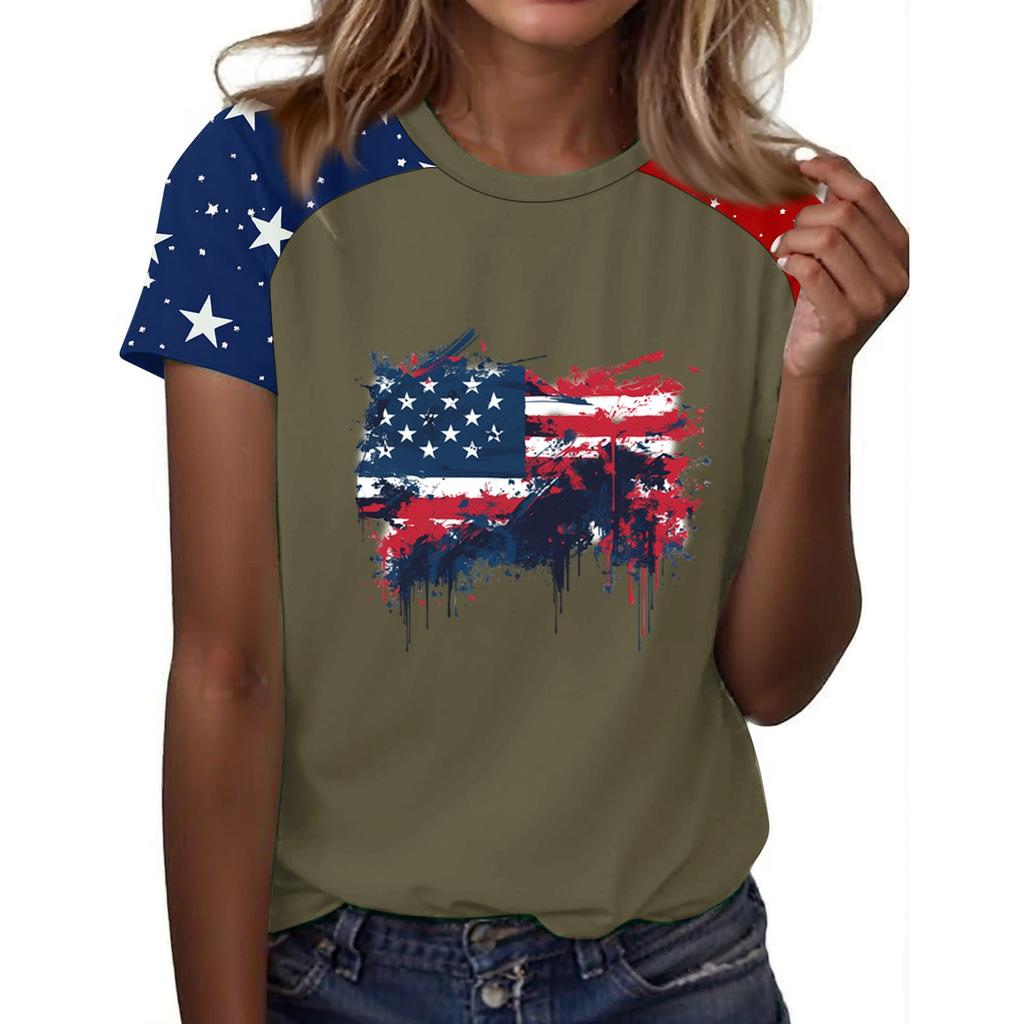 Women's Fashion Casual Printed Round Neck Raglan Sleeve T-Shirt Top T-Shirt Top Top