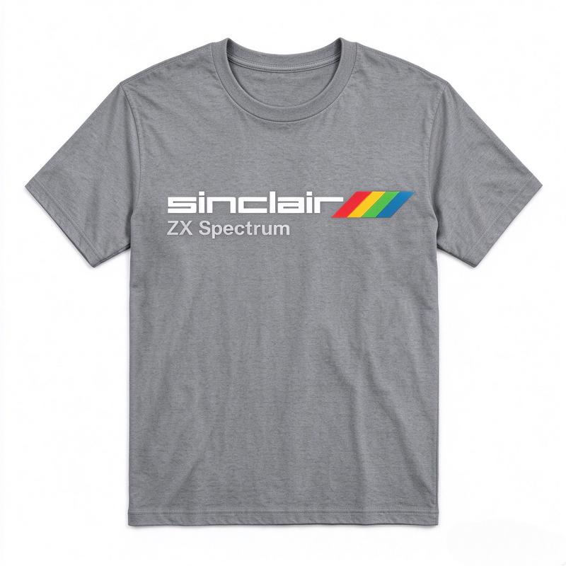 Koszulka Vintage Komputer Zx Spectrum Retro Sinclair Nadruk Paskowany Tęczowy Krótki Rękaw Casualowa Koszulka Dla Unisex Geeka Gier Prezent Y2k Top