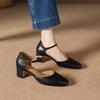 Krazing Pot Pelle Vera Punta Tonda Tacco Sottile Scarpe Estive Monocolore Taglia Grande 42 Cinturini con Fibbia Donna Scarpe Basse