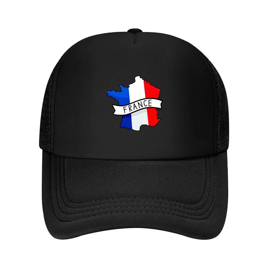 France Flag Map Sticker Mesh Baseball Cap