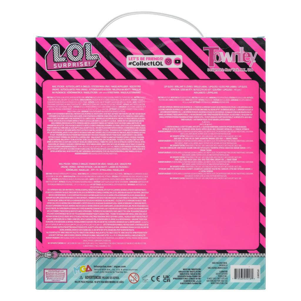 TownleyGirl LOL Nail Polish for Includes a Surprise Lip and Nail Set Peel-Off Kids, Bottle! Stickers, 11-Piece [Item]