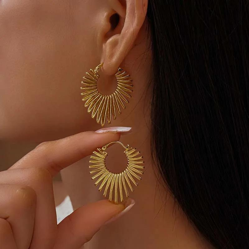 2025 Vintage Gold Big Ball Bag Earrings for Women Trendy Simple Earring  Prevent Allergy Party Accessories Birthday Gift