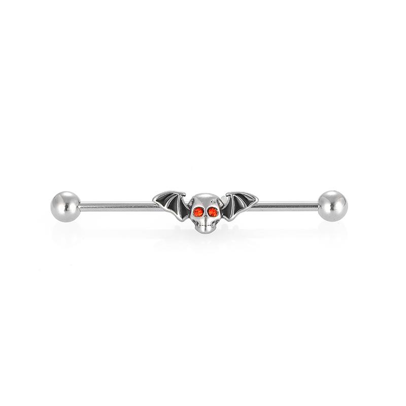 YW 16G Stainless Steel Skull Bat Industrial Barbell Ear Piercing Ear Tragus Helixe Body Jewelry