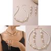 Pearl Necklace And Earring Set With Geometric Design For Fashion Women