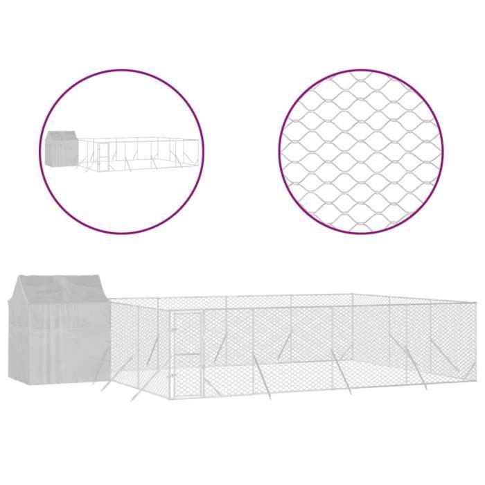 VidaXL Outdoor Dog Kennel with Silver Roof 6x6x2.5 M 3190479