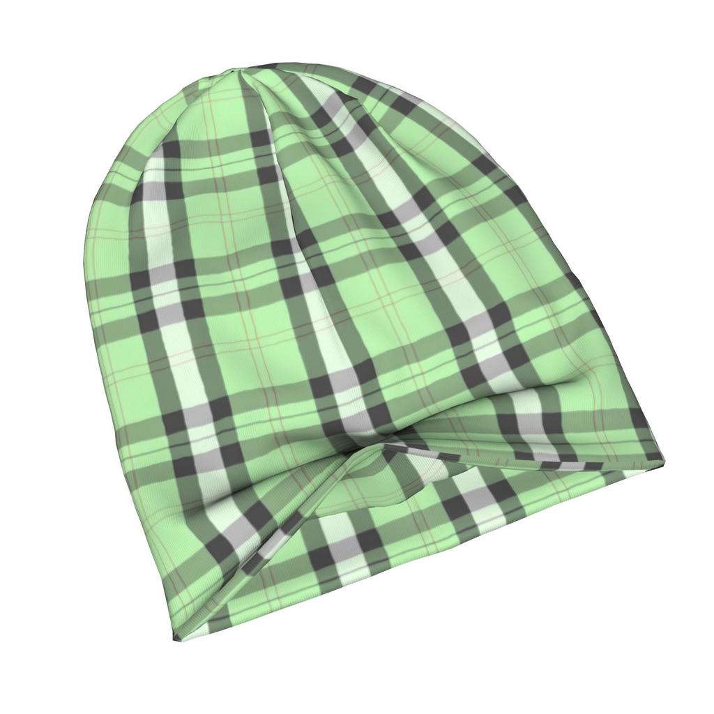 ZLIENSZUS Adults Pastel Green Plaid Knit Hat - Soft Multicolor Suitable for Weekend Outfits, Casual Attire & Layering, Cozy for City Style, Casual Fas