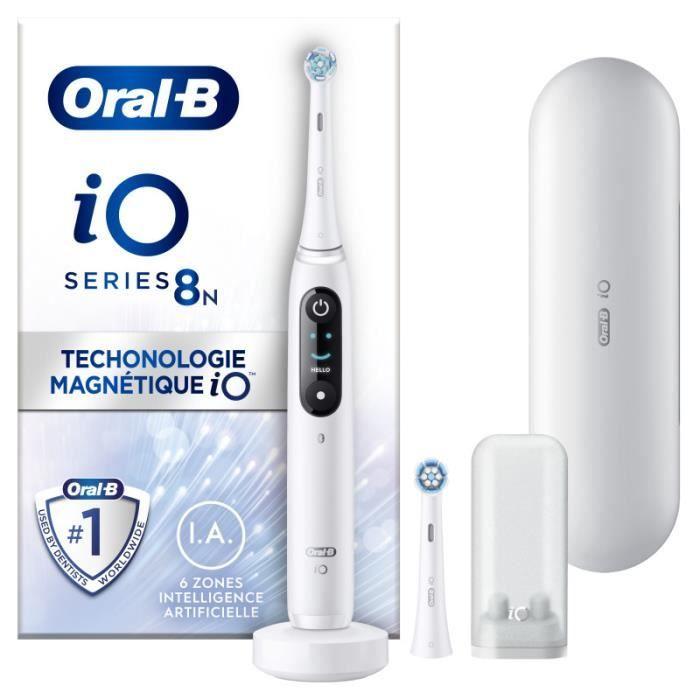 Brosse À Dents Électrique Oral-B iO 8N - Blanche - Avec Etui de Voyage et Porte Brossette