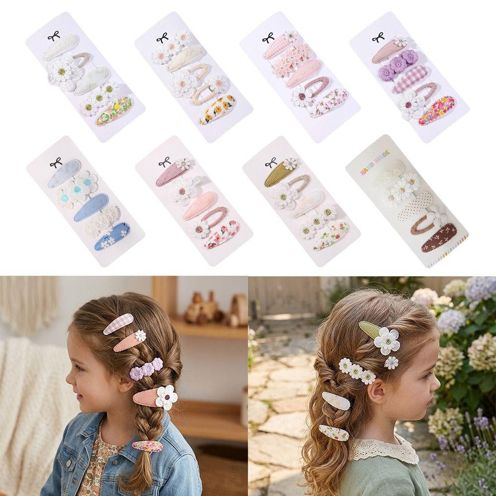 5Pcs/Set Cute BB Clips Set Sweet Floral Barrettes Fashion Daisy Hairpins Women Girls