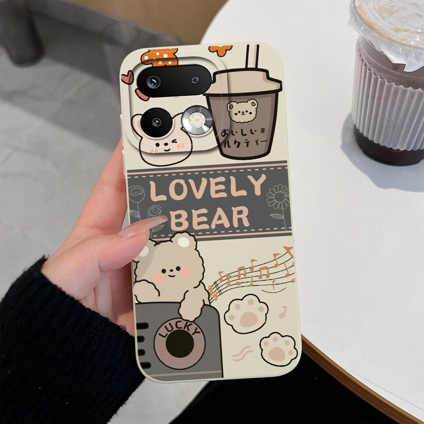 

For OPPO Realme 16 15 14 Pro Plus C85 Pro OPPO Reno 15 Pro AX7 A77 A91 A95 A96 Phone Case Lovely Bear Soft Liquid Silicone Lightweight Anti Drop Shell OPPO A72