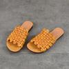 Johnature Hand Woven Genuine Leather Outdoor Flat Slippers Versatile Casual Women's Slip-on Shoes