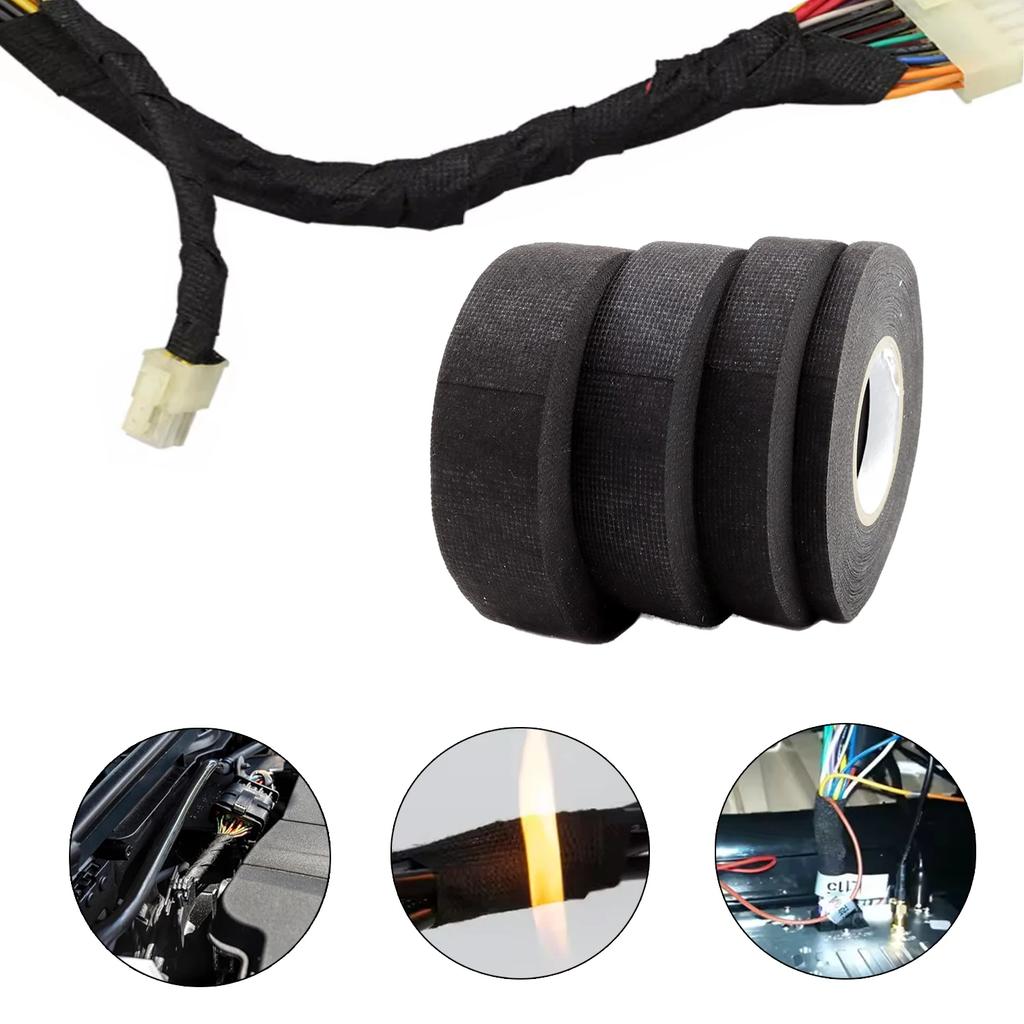 10/15M 9/15/19/25mm Heat-resistant Adhesive Cloth Fabric Tape For Automotive Cable Tape Harness Wiring Loom Electrical Heat Tape