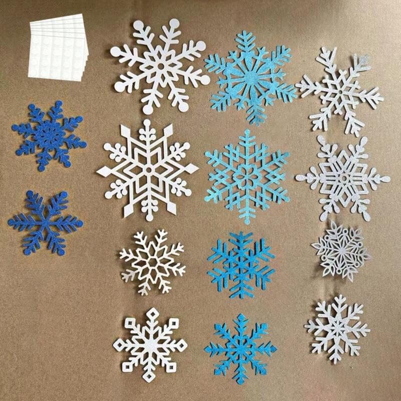 50 Piezas Decoración de Recortes de Copos de Nieve con Tema Invernal para Exhibiciones de Pared de Festivales