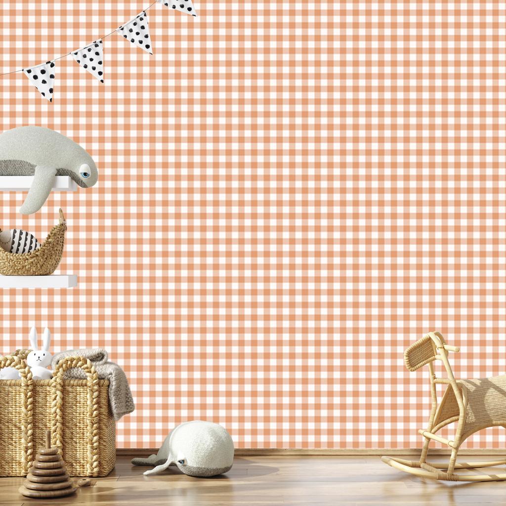 Wallpaper Fabric Pattern Cream and Peach, Cream Background 50x1000
