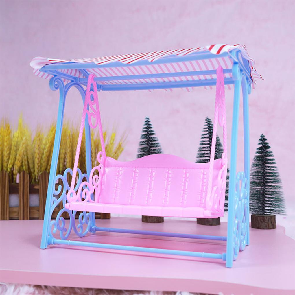 Toy Swing with Canopy Model Swinging Chair Dollhome Decoration Furniture Interactive Early Learning Birthday Gift