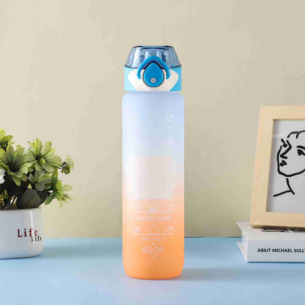 Water Bottle with Straw Reusable Translucent Mattes 1000ml Water Bottle with Silicone Straw