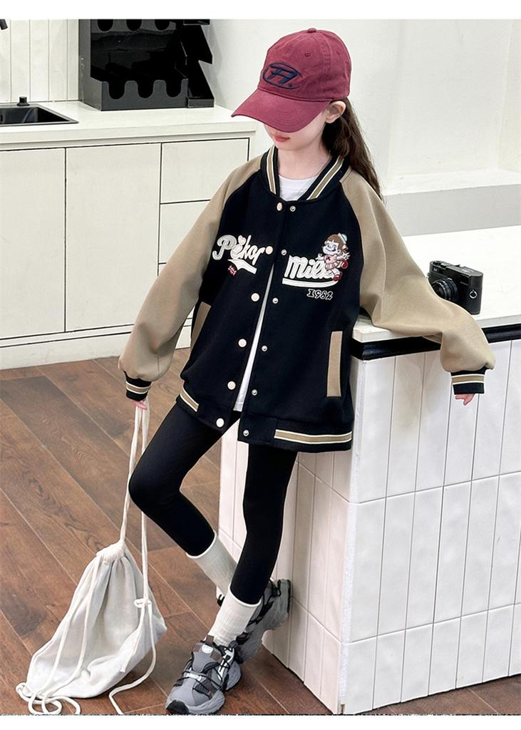 Girls' Spring and Autumn Western-Style Sports Baseball Jacket