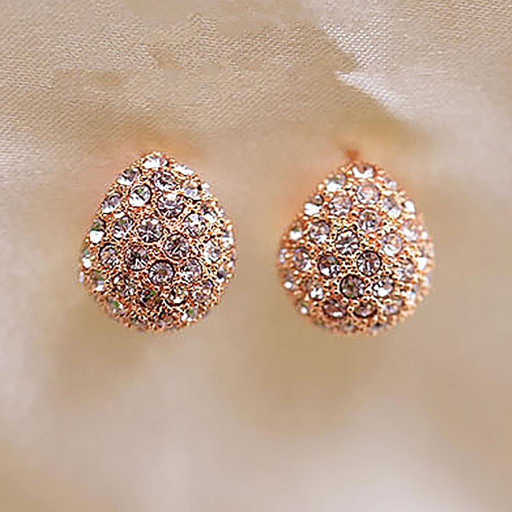 Fashion Women's Korean Style Crescent Moon Rhinestone Shining Stud Earrings