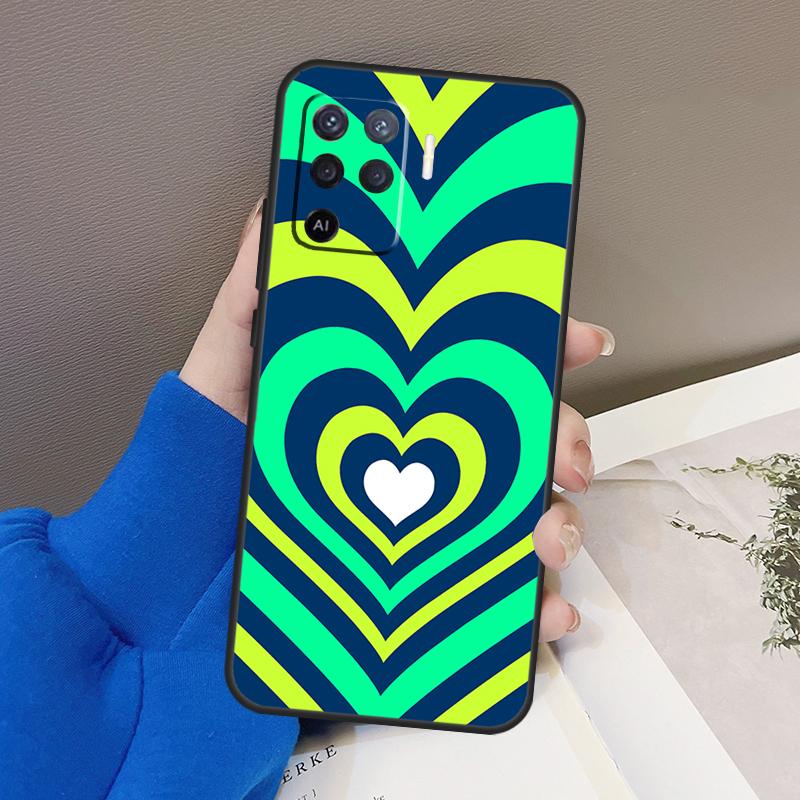 Latte Love Tunnel Brown Heart Case For Oppo A76 A16 A96 A17 A18 A60 A80 A40 A38 A58 A78 A98 A94 A74 A54 A15 A57 A77 A5 Pro