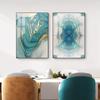 Nordic Luxury Blue Canvas Painting Modern Home Abstract Gold Poster and Print Wall Art Picture for Living Room Decoration No Frame