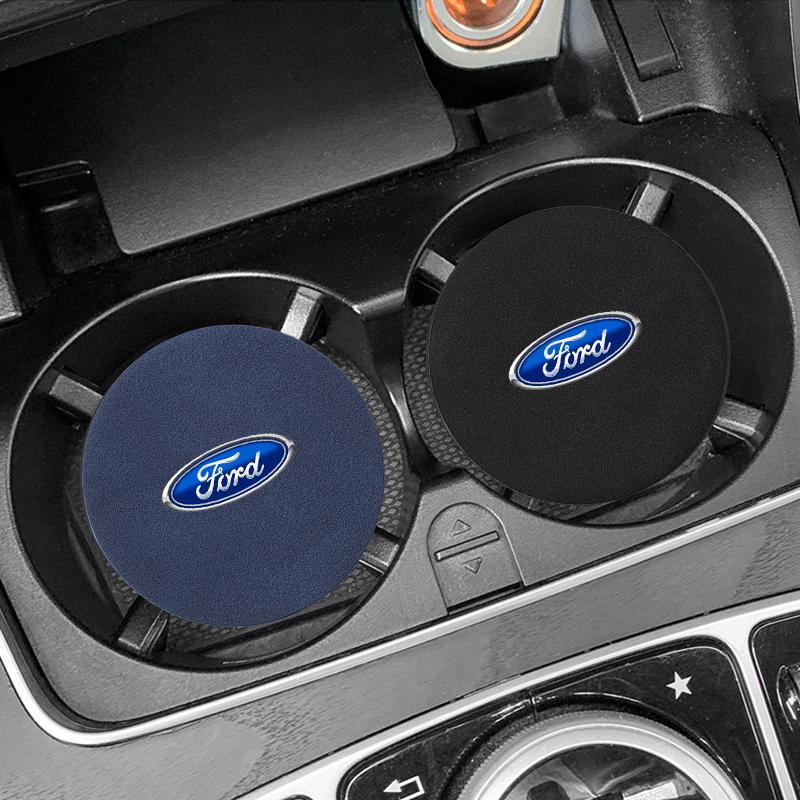 Badge Car Cup Coaster Waterproof Non-Slip Sift-Proof Spill Saucer For Ford Focus Mondeo Kuga Fiesta MK7 Escort Explorer Edge 2 4 MK2 MK4