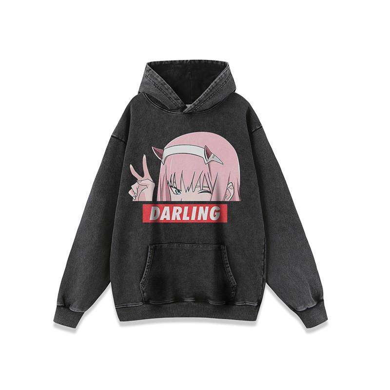 Unisex Vintage Streetwear Hoodie With Cartoon Print Oversized Loose Fit Cotton Pullover