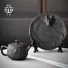 Guochao Merchandise Tea Tray Refreshment Tray Handmade Relief Dragon-Shaped Pot Bearing Dry Bubble Tray Cup Holder Tea Ceremony Purple Sand Tea Tray